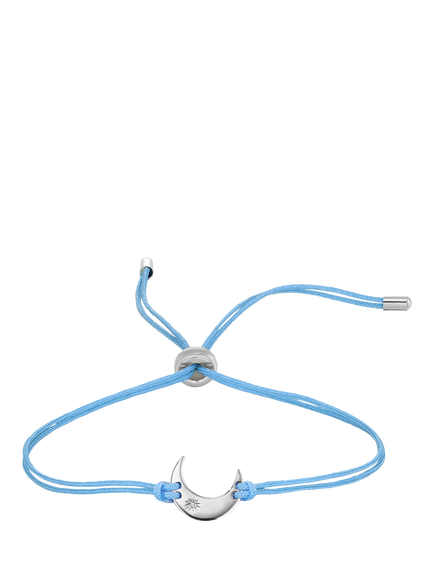 DPT Antwerp Crescent Moon Cord Bracelet, Silver/Blue, Silver/Blue