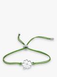 DPT Antwerp Four Leaf Clover Cord Bracelet, Silver/Green