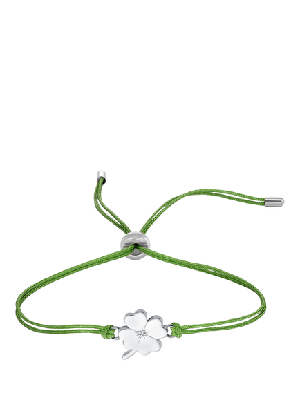 DPT Antwerp Four Leaf Clover Cord Bracelet, Silver/Green, Silver/Green