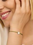 DPT Antwerp Four Leaf Clover Cord Bracelet, Silver/Green
