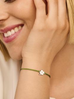 DPT Antwerp Four Leaf Clover Cord Bracelet, Silver/Green - view 2, Silver/Green