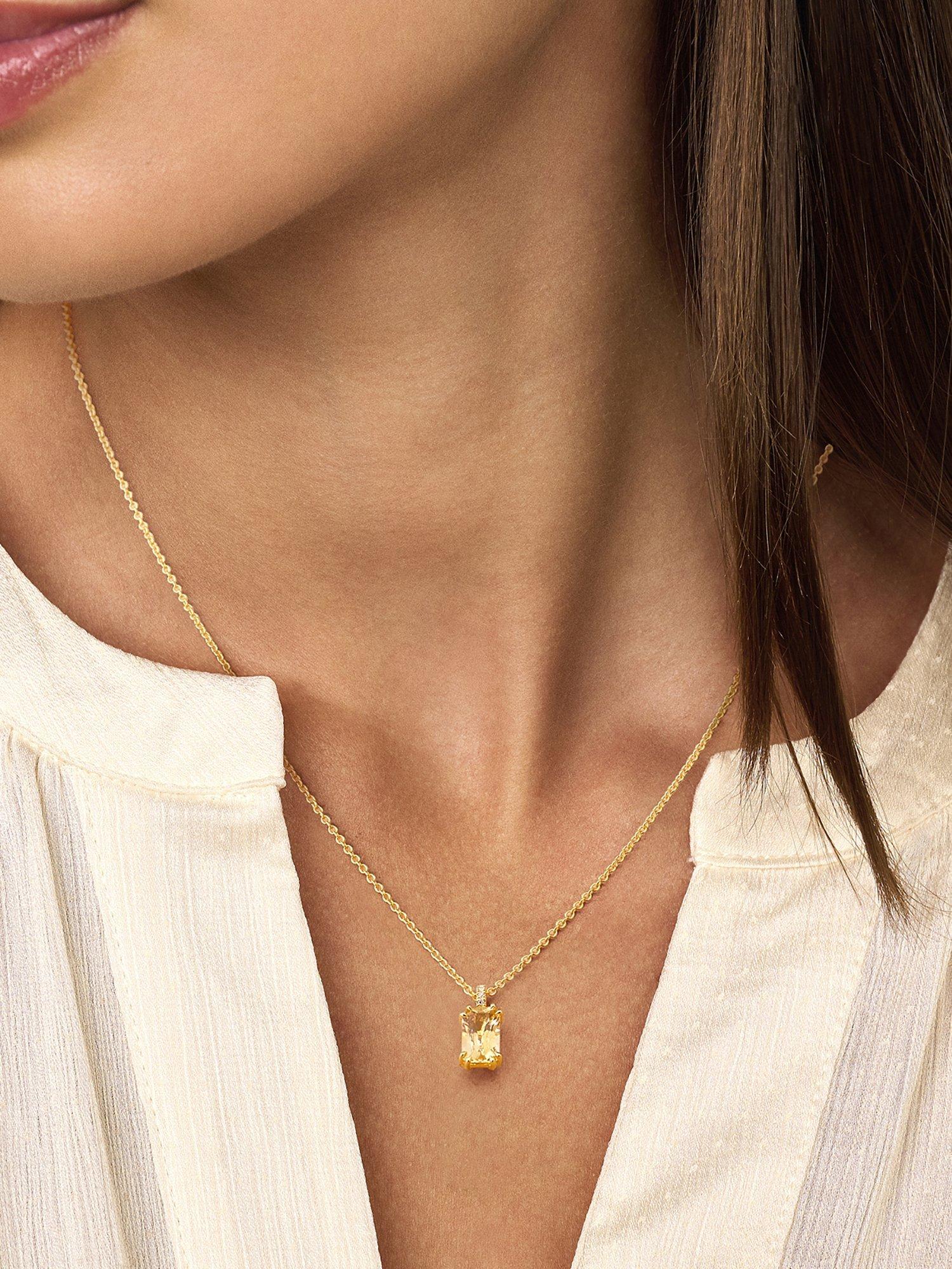 Product image 2 of 2, which shows DPT Antwerp Yellow Citrine Necklace, Gold