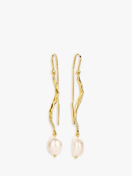 DPT Antwerp Monroe Pearl Drop Earrings, Gold, Gold