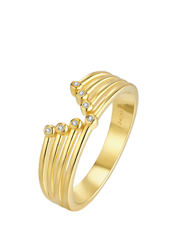 DPT Antwerp V-Shape Layered Ring, Gold, Gold