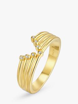 DPT Antwerp V-Shape Layered Ring, Gold, Gold
