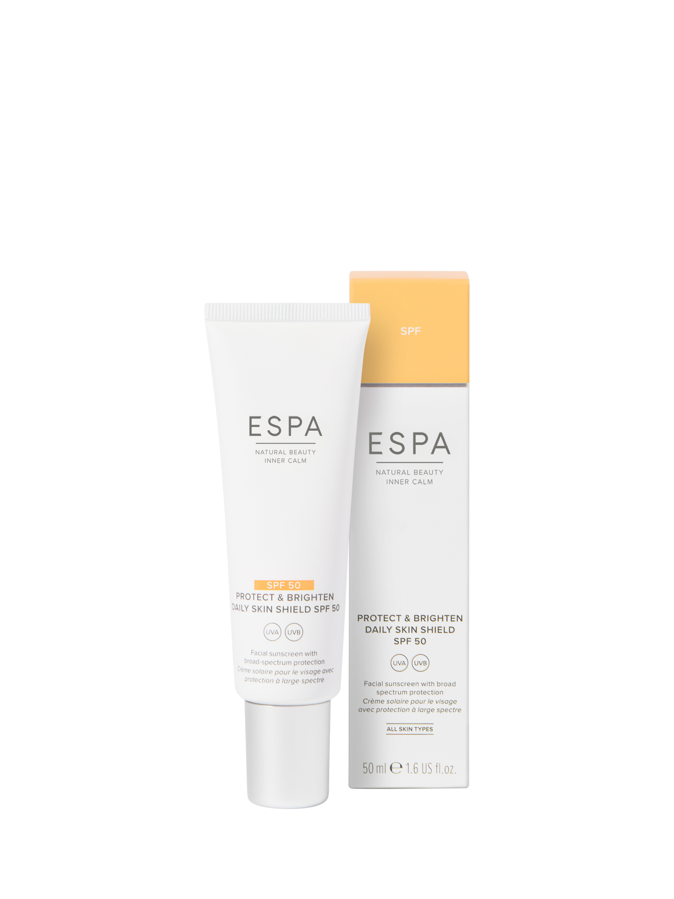 Product image 2 of 8, which shows ESPA Protect & Brighten Daily Skin Shield SPF 50, 50ml