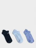 Sweaty Betty Lightweight Trainer Socks, Pack of 3, Cornflower Blue/Multi