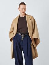 John Lewis Wool Blend Belt Tie Cape Coat, Sand