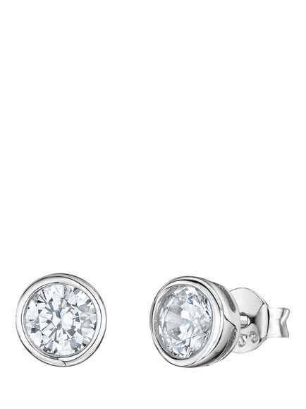 Jools by Jenny Brown 6mm Cubic Zirconia Rub Over Stud Earrings, Silver, Silver