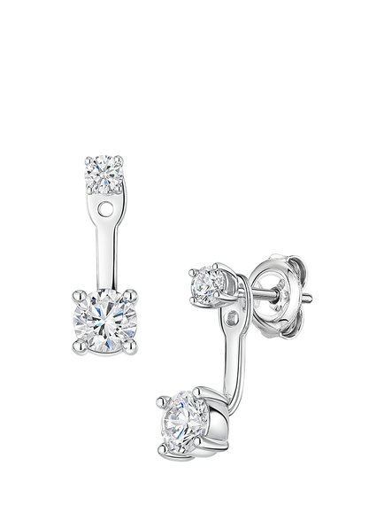 Jools by Jenny Brown Sterling Silver & Cubic Zirconia Jacket Drop Earrings, Silver, Silver