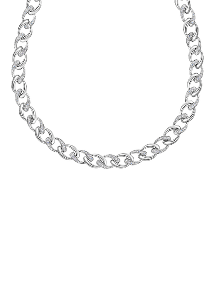Jools by Jenny Brown Cubic Zirconia Link Chain Necklace, Silver, Silver