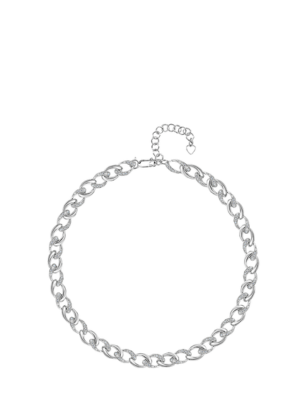 Jools by Jenny Brown Cubic Zirconia Link Chain Necklace, Silver - view 2, Silver