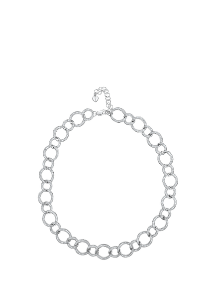 Jools by Jenny Brown Sterling Silver Cubic Zirconia Full Link Necklace, Silver, Silver