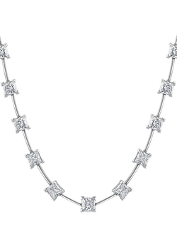 Jools by Jenny Brown Square Cubic Zirconia Bar Necklace, Silver, Silver