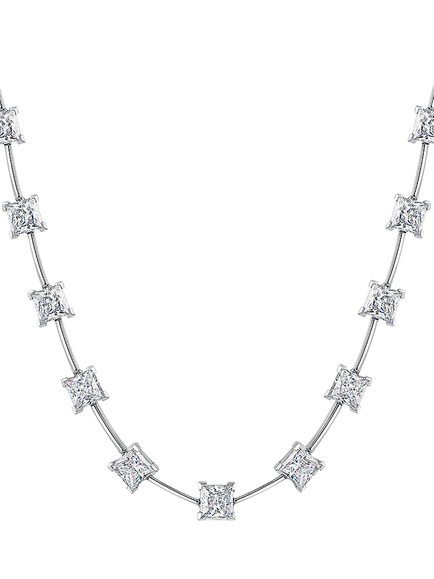 Jools by Jenny Brown Square Cubic Zirconia Bar Necklace, Silver, Silver