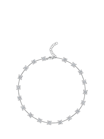 Jools by Jenny Brown Square Cubic Zirconia Bar Necklace, Silver - view 2, Silver