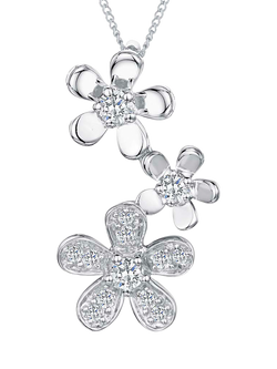 Jools by Jenny Brown 3 Daisies Pendant Necklace, Silver, Silver