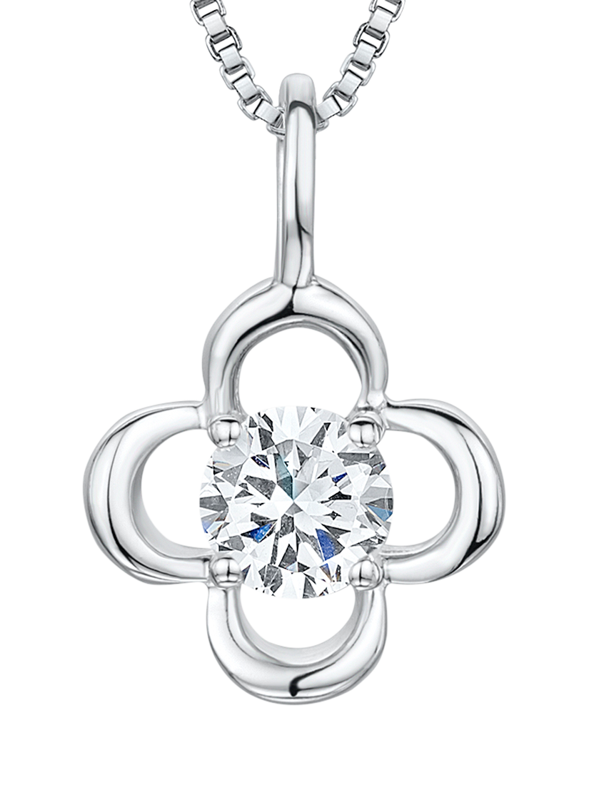 Product image 1 of 2, which shows Jools by Jenny Brown Four Petal Flower Pendant Necklace, Silver