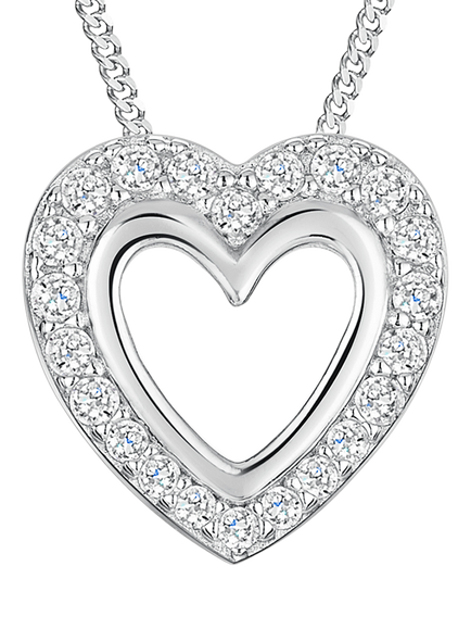Jools by Jenny Brown Cubic Zirconia Chunky Pave Heart Pendant Necklace, Silver