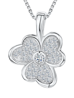 Jools by Jenny Brown Cubic Zirconia Split Petal Flower Pendant Necklace, Silver, Silver