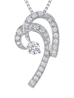 Jools by Jenny Brown Cubic Zirconia Double Curl Pendant Necklace, Silver, Silver