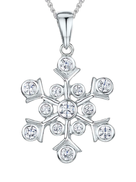 Jools by Jenny Brown Cubic Zirconia Fancy Snowflake Pendant Necklace, Silver, Silver