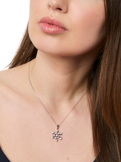 Jools by Jenny Brown Cubic Zirconia Fancy Snowflake Pendant Necklace, Silver - view 2, Silver