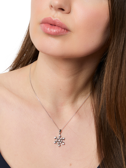 Jools by Jenny Brown Cubic Zirconia Fancy Snowflake Pendant Necklace, Silver - view 2, Silver