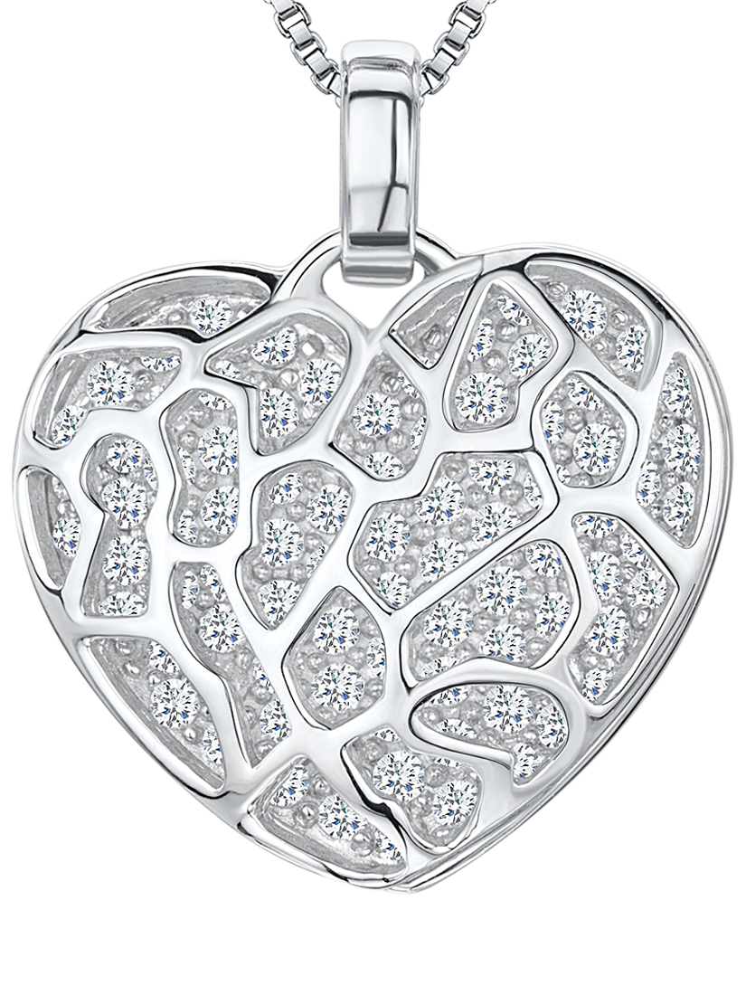 Jools by Jenny Brown Cubic Zirconia Filigree Heart Pendant Necklace, Silver
