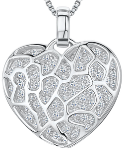 Jools by Jenny Brown Cubic Zirconia Filigree Heart Pendant Necklace, Silver, Silver
