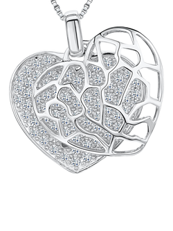 Jools by Jenny Brown Cubic Zirconia Filigree Heart Pendant Necklace, Silver - view 2, Silver