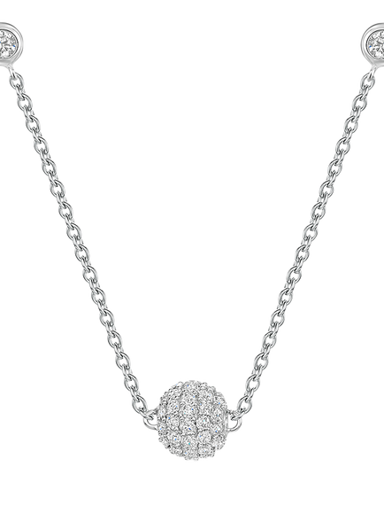 Jools by Jenny Brown Pave Set Cubic Zirconia Ball Chain Necklace, Silver, Silver