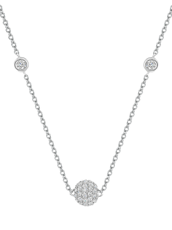Jools by Jenny Brown Pave Set Cubic Zirconia Ball Chain Necklace, Silver - view 2, Silver