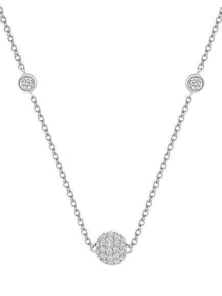 Jools by Jenny Brown Pave Set Cubic Zirconia Ball Chain Necklace, Silver - view 2, Silver