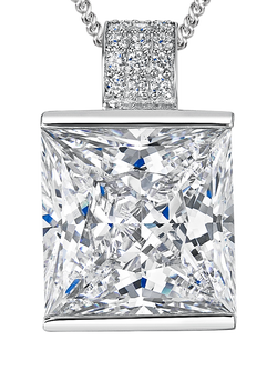 Jools by Jenny Brown Large Cubic Zirconia Square Pendant Necklace, Silver, Silver