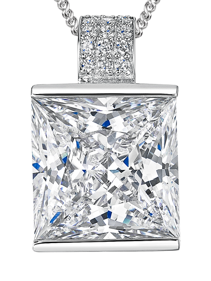 Jools by Jenny Brown Large Cubic Zirconia Square Pendant Necklace, Silver, Silver