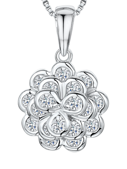 Jools by Jenny Brown Cubic Zirconia Layered Flower Pendant Necklace, Silver, Silver