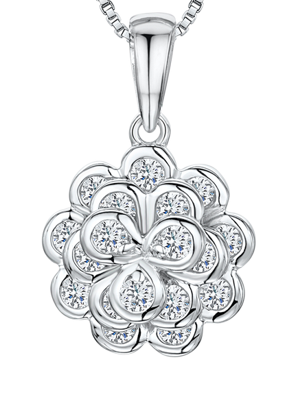Jools by Jenny Brown Cubic Zirconia Layered Flower Pendant Necklace, Silver, Silver