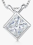 Jools by Jenny Brown Cubic Zirconia Sterling Silver Off Set Square Pendant, Silver