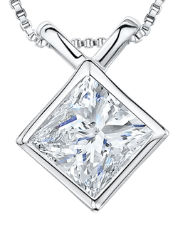 Jools by Jenny Brown Cubic Zirconia Sterling Silver Off Set Square Pendant, Silver, Silver