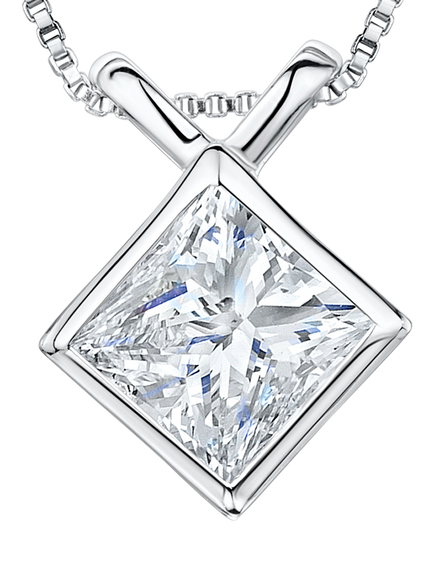 Jools by Jenny Brown Cubic Zirconia Sterling Silver Off Set Square Pendant, Silver, Silver
