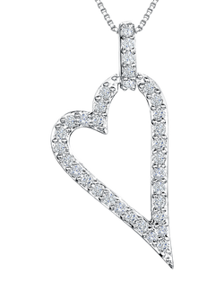 Jools by Jenny Brown Cubic Zirconia Sterling Silver Off Set Open Heart Pendant Necklace, Silver, Silver