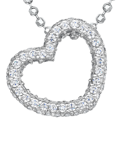 Jools by Jenny Brown Cubic Zirconia Sterling Silver Open Heart Pendant, Silver, Silver