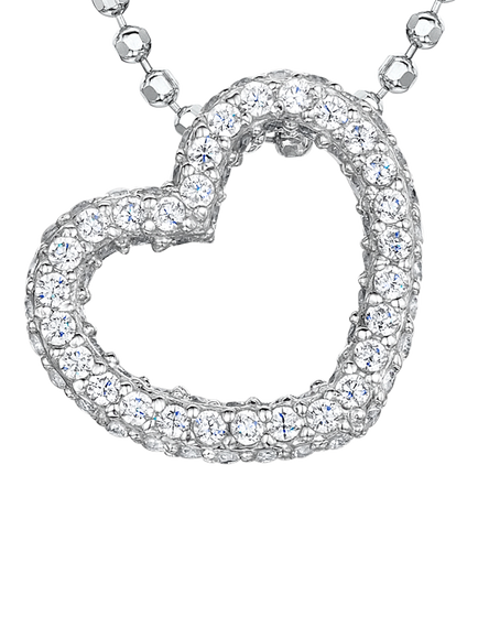 Jools by Jenny Brown Cubic Zirconia Sterling Silver Open Heart Pendant, Silver, Silver