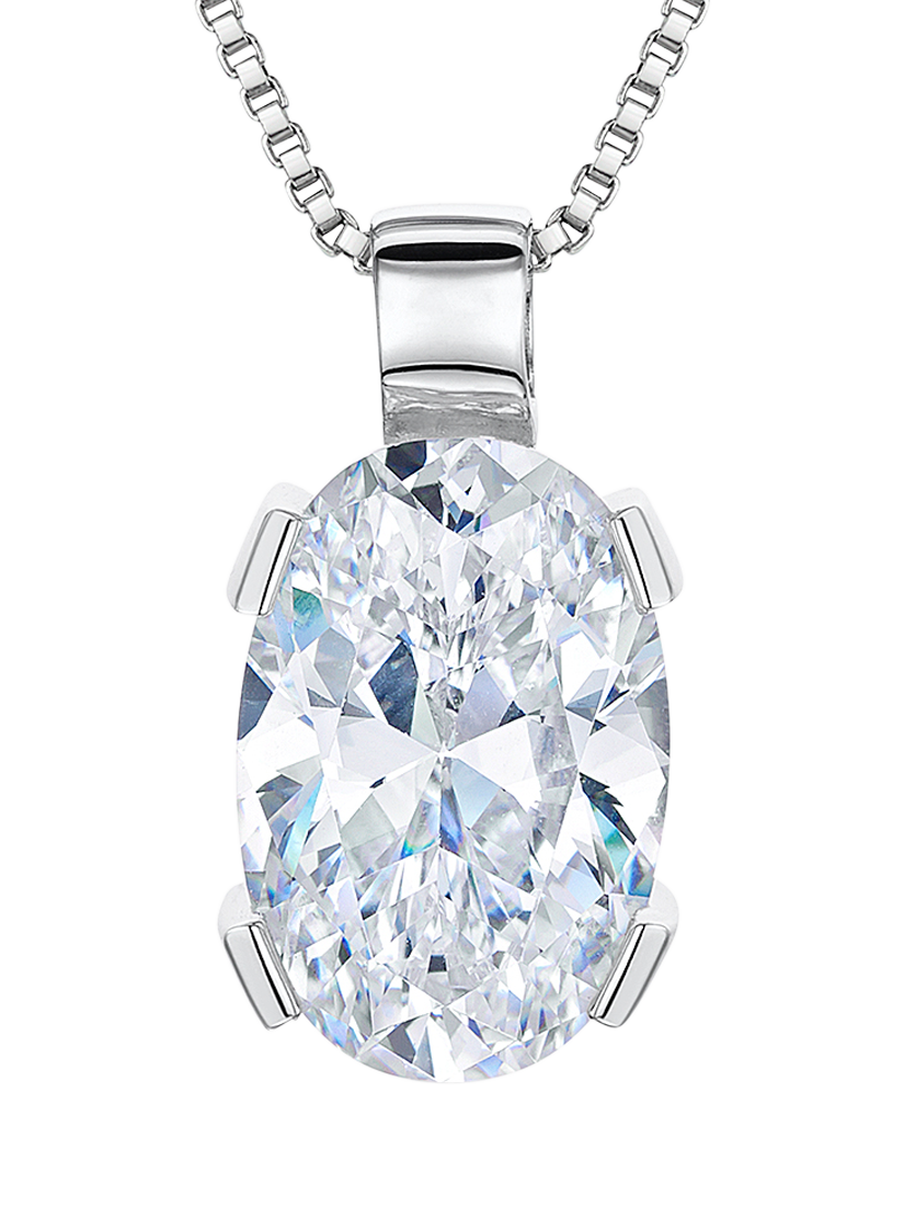 Product image 1 of 2, which shows Jools by Jenny Brown Cubic Zirconia Sterling Silver Oval Pendant Necklace, Silver