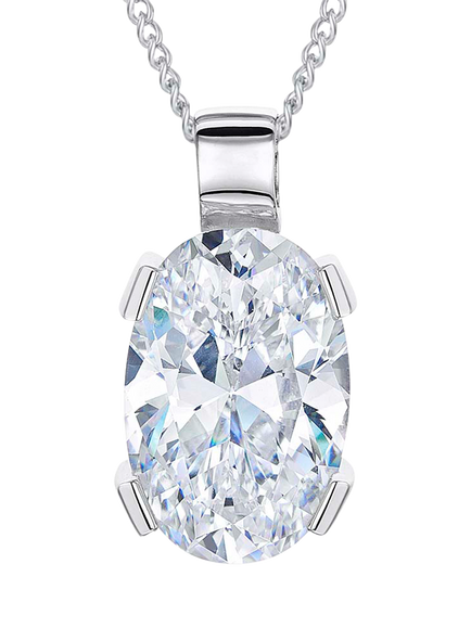 Jools by Jenny Brown Cubic Zirconia Sterling Silver Oval Pendant Necklace, Silver, Silver