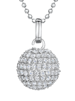 Jools by Jenny Brown Cubic Zirconia Sterling Silver Disco Ball Pendant Necklace, Silver, Silver