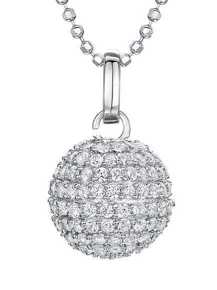 Jools by Jenny Brown Cubic Zirconia Sterling Silver Disco Ball Pendant Necklace, Silver, Silver