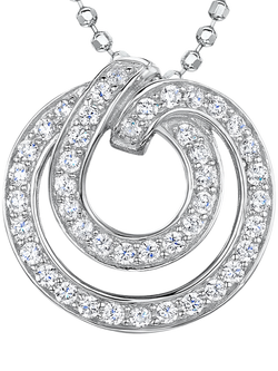Jools by Jenny Brown Cubic Zirconia Sterling Silver Double Swirl Pendant Necklace, Silver, Silver