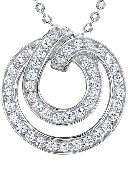 Jools by Jenny Brown Cubic Zirconia Sterling Silver Double Swirl Pendant Necklace, Silver, Silver